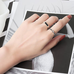 Sterling Silver Black Cool Wind Ring