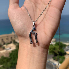 Stainless Steel Mother And Children Necklace Love Mom Son Daughter Pendant Necklace Family Gifts
