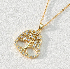 Tree Of Life Necklace Rhinestone Chain Pendant Jewelry Birthday Party Valentine's Day Gifts