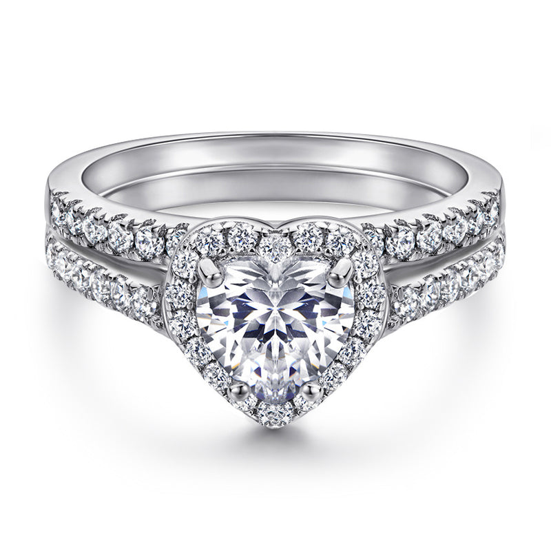 Women's 925 Sterling Silver Heart-Shaped Ring