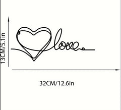 Metal Heart Love Shaped Wall Hanging Ornament Line Art Pendant Metal Wall Decor