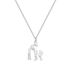 Stainless Steel Mother And Children Necklace Love Mom Son Daughter Pendant Necklace Family Gifts