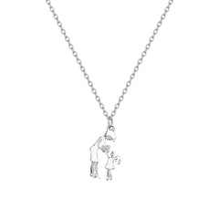 Stainless Steel Mother And Children Necklace Love Mom Son Daughter Pendant Necklace Family Gifts