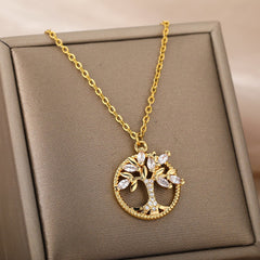 Tree Of Life Necklace Rhinestone Chain Pendant Jewelry Birthday Party Valentine's Day Gifts